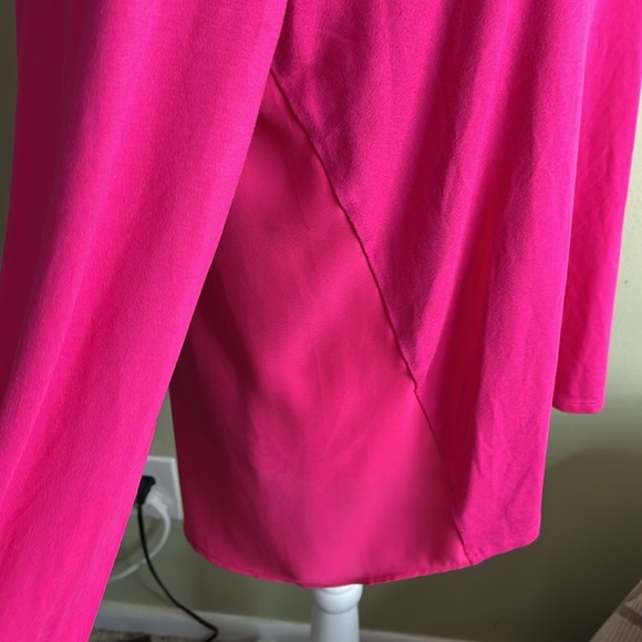 Chico’s pink v-neckline chiffon back high low hem 3/4 sleeve blouse - Picture 13 of 14